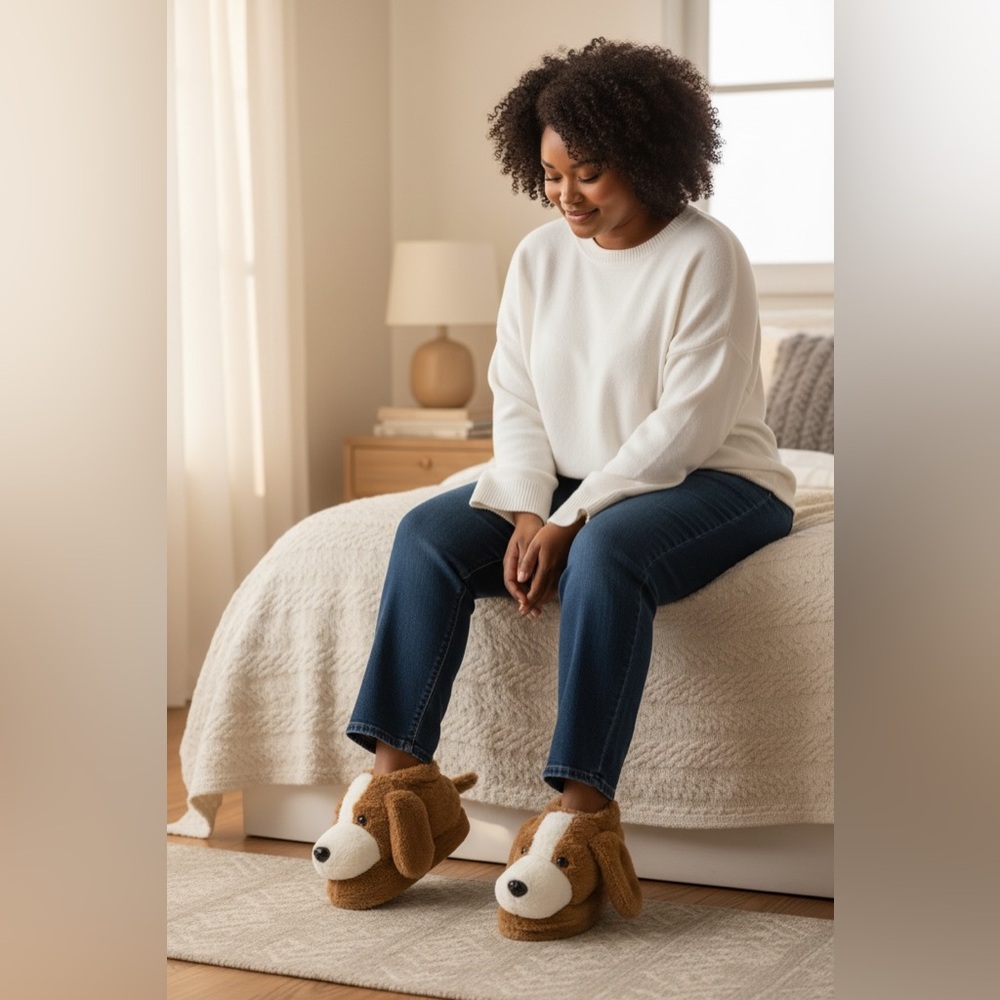 Cozy Brown and White Women's Slippers